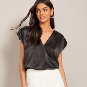 Elegant Black Satin Women's Top